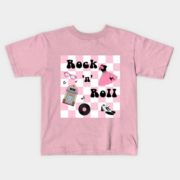 Rock and Roll Pink Kids T-Shirt by KarwilbeDesigns